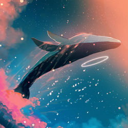 This is a pixiv picture whose title is 夢見る鯨.