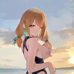This is a pixiv picture whose title is 趁现在没人的话可以偷偷……噢.