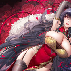 This is a pixiv picture whose title is 金凰落红花.