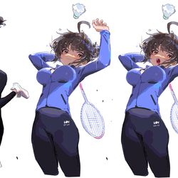 This is a pixiv picture whose title is 和老婆打羽毛球.