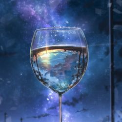 This is a pixiv picture whose title is 夜の杯.