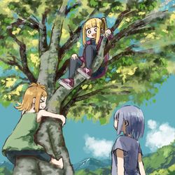 This is a pixiv picture whose title is 木登り.