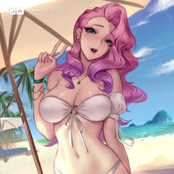This is a pixiv picture whose title is beach  Seraphine  <3.