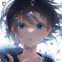 This is a pixiv picture whose title is 雨は上がる.