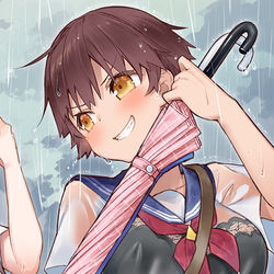 This is a pixiv picture whose title is 「気持ちいい雨っ」《夕立ち編》.