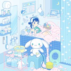This is a pixiv picture whose title is シナモロールなバスルーム.