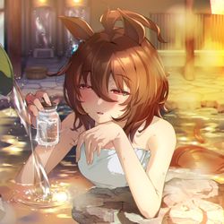This is a pixiv picture whose title is アグネスタキオンと温泉旅行へ行きました。(文字なし).