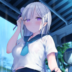 This is a pixiv picture whose title is 突然の雨.
