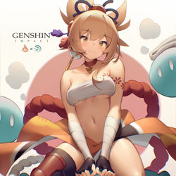 This is a pixiv picture whose title is 宵宫(Yoimiya).