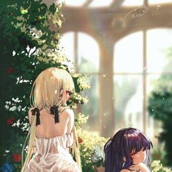 This is a pixiv picture whose title is 少女達の花園.