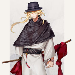 This is a pixiv picture whose title is 軽装・一文字則宗.