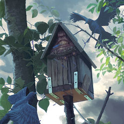 This is a pixiv picture whose title is 巣箱観察.