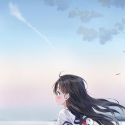 This is a pixiv picture whose title is 放課後の海.