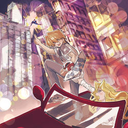 This is a pixiv picture whose title is 城之内君と舞さんと夜の街.