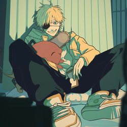 This is a pixiv picture whose title is デンジとポチタ.