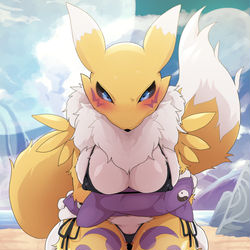 This is a pixiv picture whose title is 水着狐.