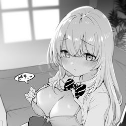 This is a pixiv picture whose title is ブラジャーの裏地を見せてくれる女子.