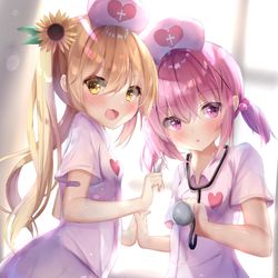 This is a pixiv picture whose title is 百合ナース♥.