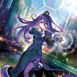 This is a pixiv picture whose title is 【極光戦姫 デリィ・バイオレット】.