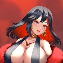 This is a pixiv picture whose title is 纏流子「悪堕ち」.