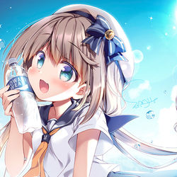 This is a pixiv picture whose title is 「いっしょに水分補給しよ♡」.