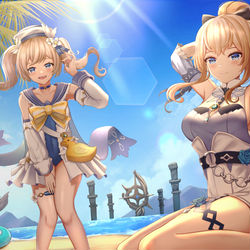 This is a pixiv picture whose title is Summer Shot (Genshin Impact).