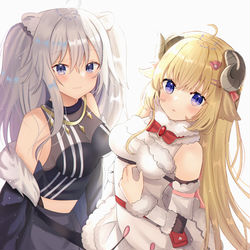 This is a pixiv picture whose title is 獅白ぼたん×角巻わため.