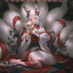This is a pixiv picture whose title is 狐の嫁入り.