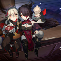 This is a pixiv picture whose title is 月見酒.