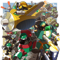 This is a pixiv picture whose title is 突撃！　EXEアーミー！.