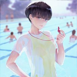 This is a pixiv picture whose title is バイト中.