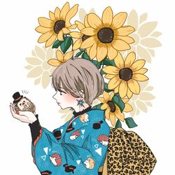 This is a pixiv picture whose title is はりねずみ×着物.