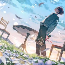 This is a pixiv picture whose title is pale blue.