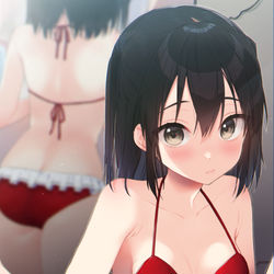 This is a pixiv picture whose title is 【Skeb】水着試着する川内.