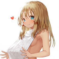 This is a pixiv picture whose title is 諏訪子様に例のセーターを着てもらいました.