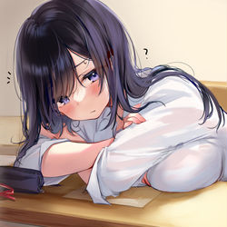 This is a pixiv picture whose title is 授業中だけ眼鏡かける子.