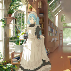 This is a pixiv picture whose title is maid miku.