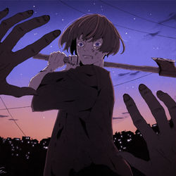 This is a pixiv picture whose title is この斧が花束なら、どんなによかったか。.