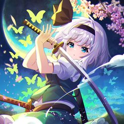 This is a pixiv picture whose title is 半人半霊の庭師.