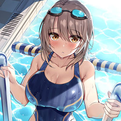 This is a pixiv picture whose title is 一色いろはすin競泳水着.
