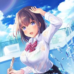 This is a pixiv picture whose title is 「はわわJKちゃん濡らしてみた。」.