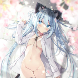 This is a pixiv picture whose title is 桜と猫.