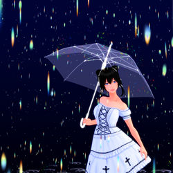 This is a pixiv picture whose title is 「光の雨なら楽しいね」.