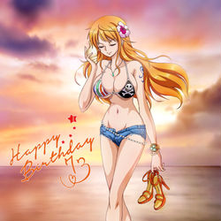 This is a pixiv picture whose title is オレンジ色の海.