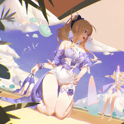 This is a pixiv picture whose title is 琴团长和芭芭拉.
