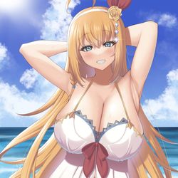 This is a pixiv picture whose title is 水着ペコリーヌと海行きたい.