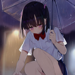 This is a pixiv picture whose title is スマホを落とした生足ちゃん.