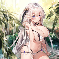 This is a pixiv picture whose title is 水着白エルフ.