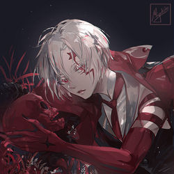 This is a pixiv picture whose title is [DGM] Blacks and Red.