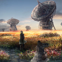 This is a pixiv picture whose title is 空の観測者.